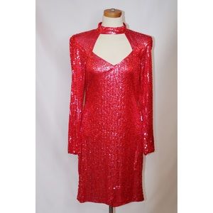 Nite Lite Vintage Red Sequins Dress